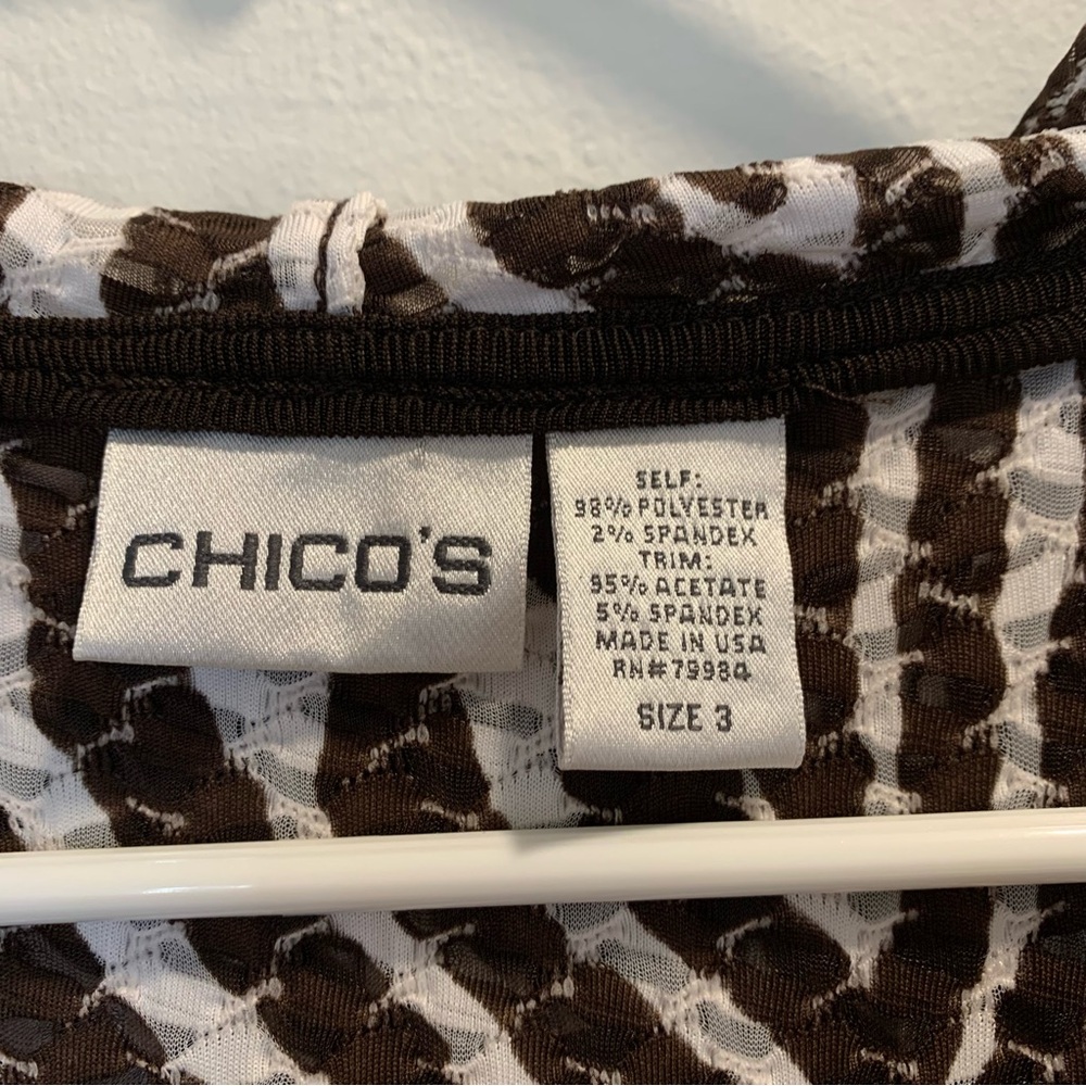Chico’s Hoodie Brown & White Animal Print with Pockets Size 16 - Picture 2 of 16